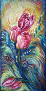Pink tulips and Butterfly